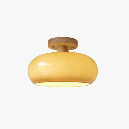 Elara Haus Flush Mount Ceiling Light - Wood and Glass LED Ceiling Lights