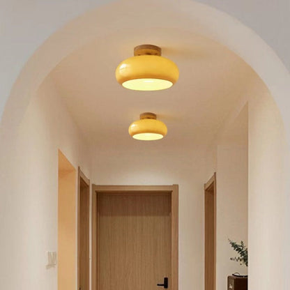 Elara Haus Flush Mount Ceiling Light - Wood and Glass LED Ceiling Lights