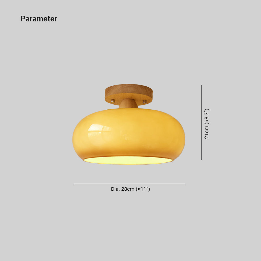 Elara Haus Flush Mount Ceiling Light - Wood and Glass LED Ceiling Lights