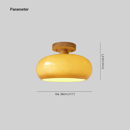 Elara Haus Flush Mount Ceiling Light - Wood and Glass LED Ceiling Lights