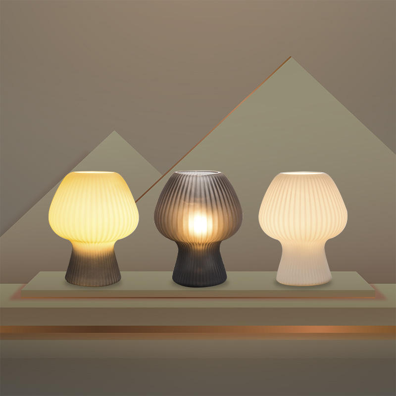 Elara Haus Fluted Mushroom Glass Desk Lamp