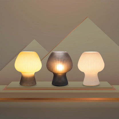Elara Haus Fluted Mushroom Glass Desk Lamp