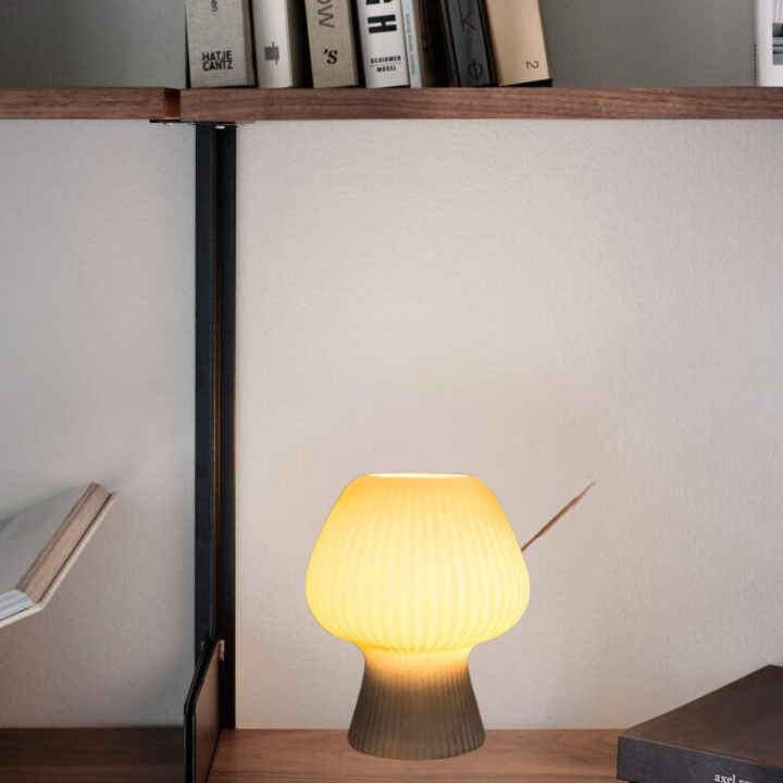Elara Haus Fluted Mushroom Glass Desk Lamp
