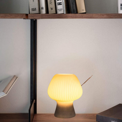 Elara Haus Fluted Mushroom Glass Desk Lamp