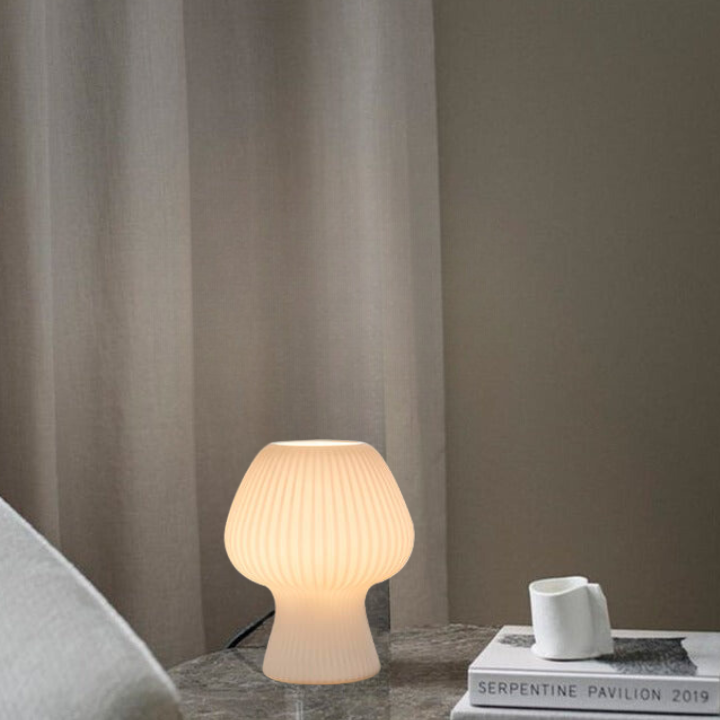 Elara Haus Fluted Mushroom Glass Desk Lamp