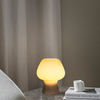 Elara Haus Fluted Mushroom Glass Desk Lamp
