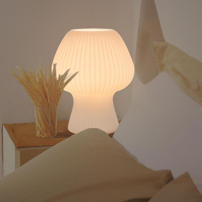 Elara Haus Fluted Mushroom Glass Desk Lamp