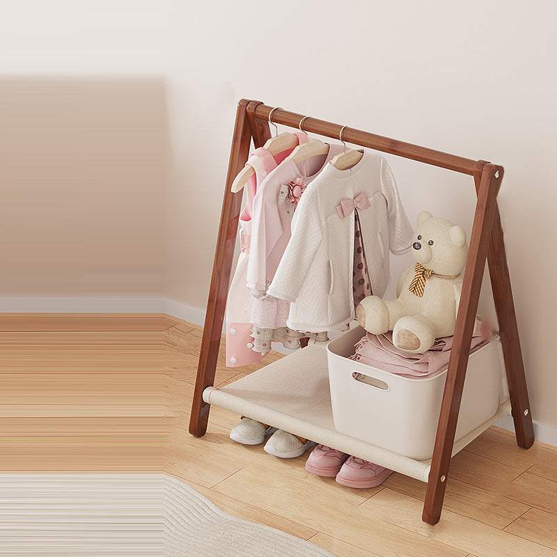 Contemporary Scandinavian Rectangular Natural Nan Bamboo Foldable Kids Hall Tree 2/4-Tier For Bedroom 15
