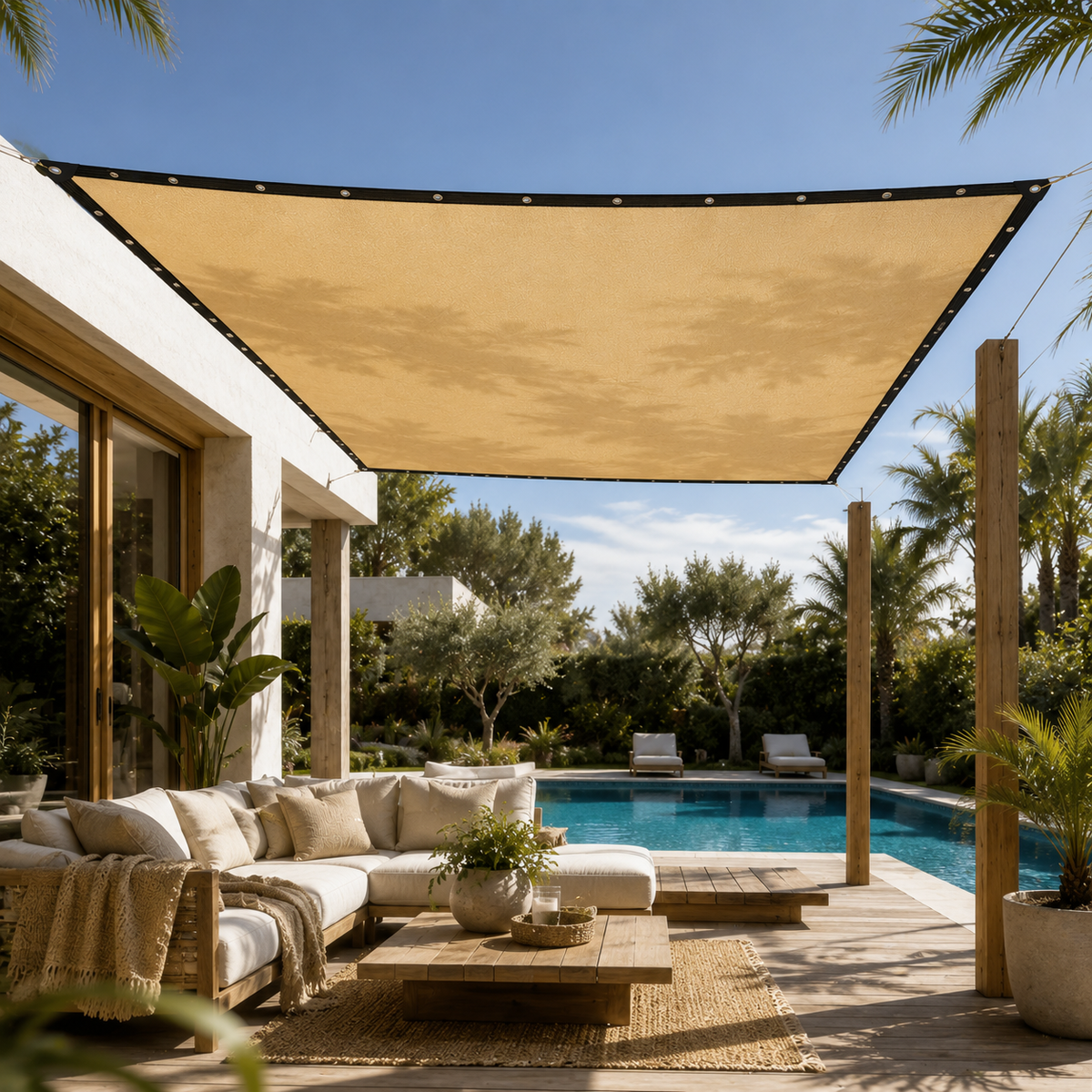 Elara Haus Grommeted Outdoor Sun Screen Canopy
