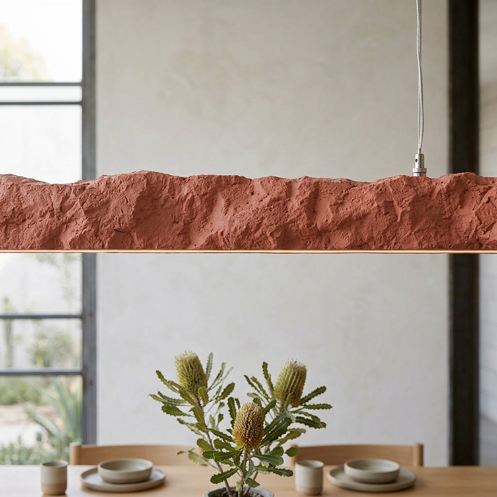 Elara Haus Linear Rough Stone Effect LED Pendant Light