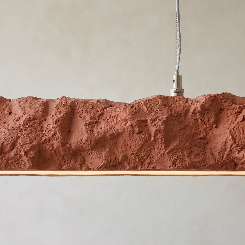 Elara Haus Linear Rough Stone Effect LED Pendant Light