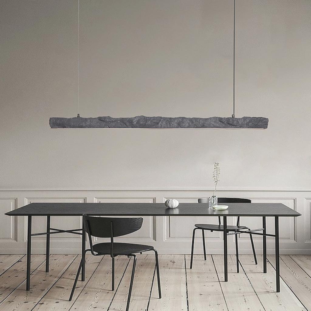 Elara Haus Linear Rough Stone Effect LED Pendant Light
