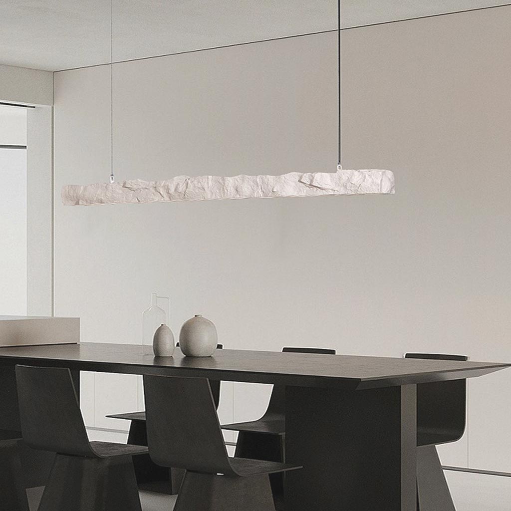 Elara Haus Linear Rough Stone Effect LED Pendant Light