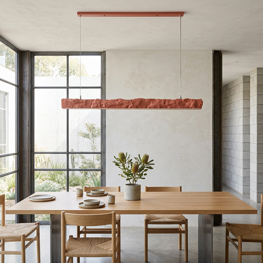 Elara Haus Linear Rough Stone Effect LED Pendant Light