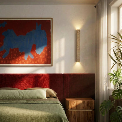 Elara Haus Linear Stone Wall Light with Globe Diffuser