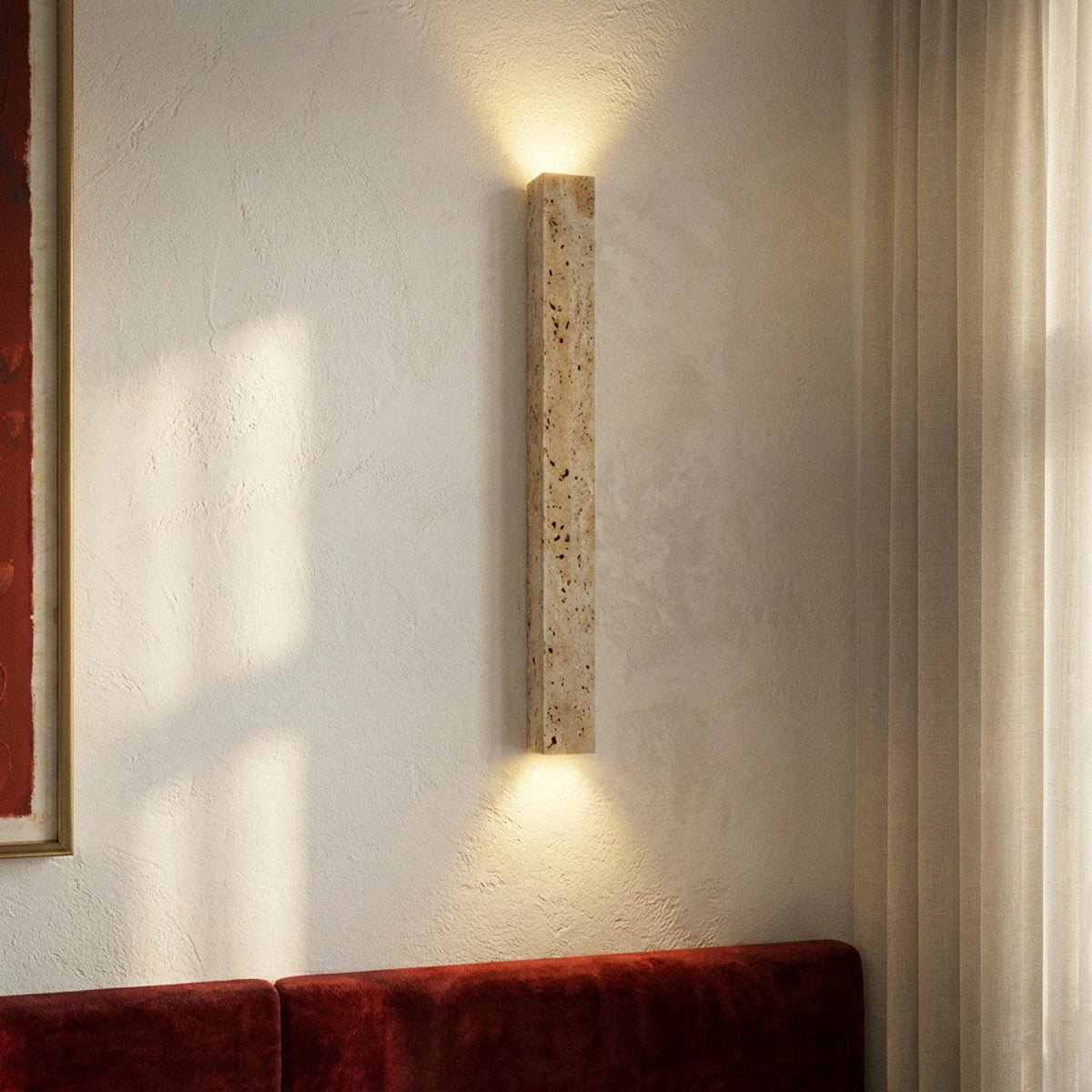 Elara Haus Linear Stone Wall Light with Globe Diffuser