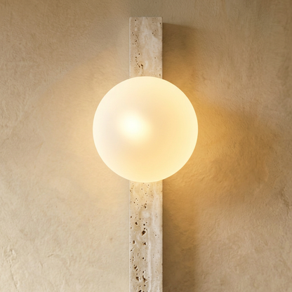 Elara Haus Linear Stone Wall Light with Globe Diffuser