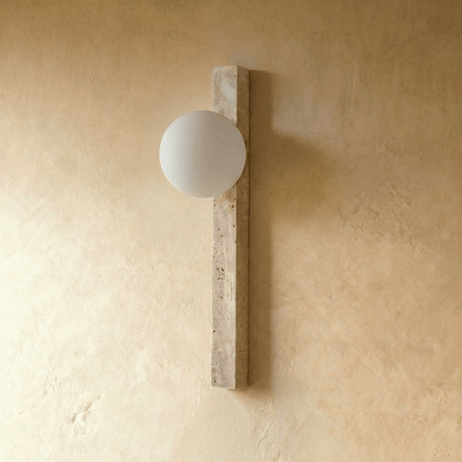 Elara Haus Linear Stone Wall Light with Globe Diffuser