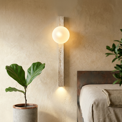 Elara Haus Linear Stone Wall Light with Globe Diffuser
