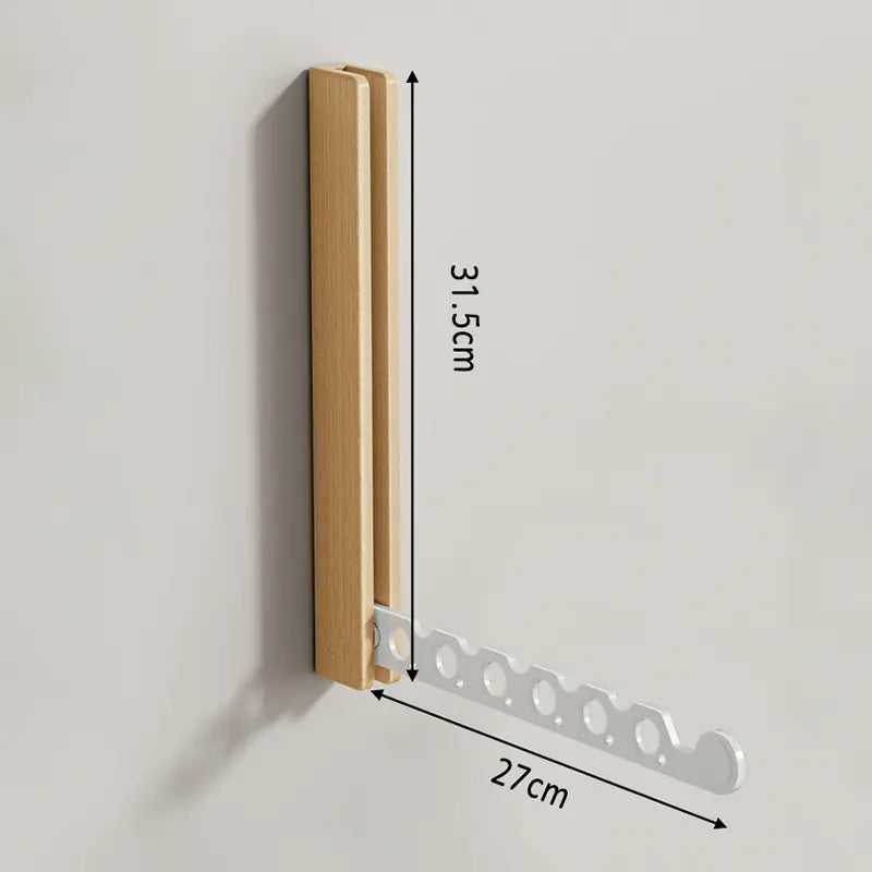 Wood Wall-Mounted Clothes Hanger | Space-Saving & Collapsible 0