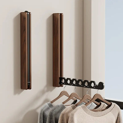 Wood Wall-Mounted Clothes Hanger | Space-Saving & Collapsible 1