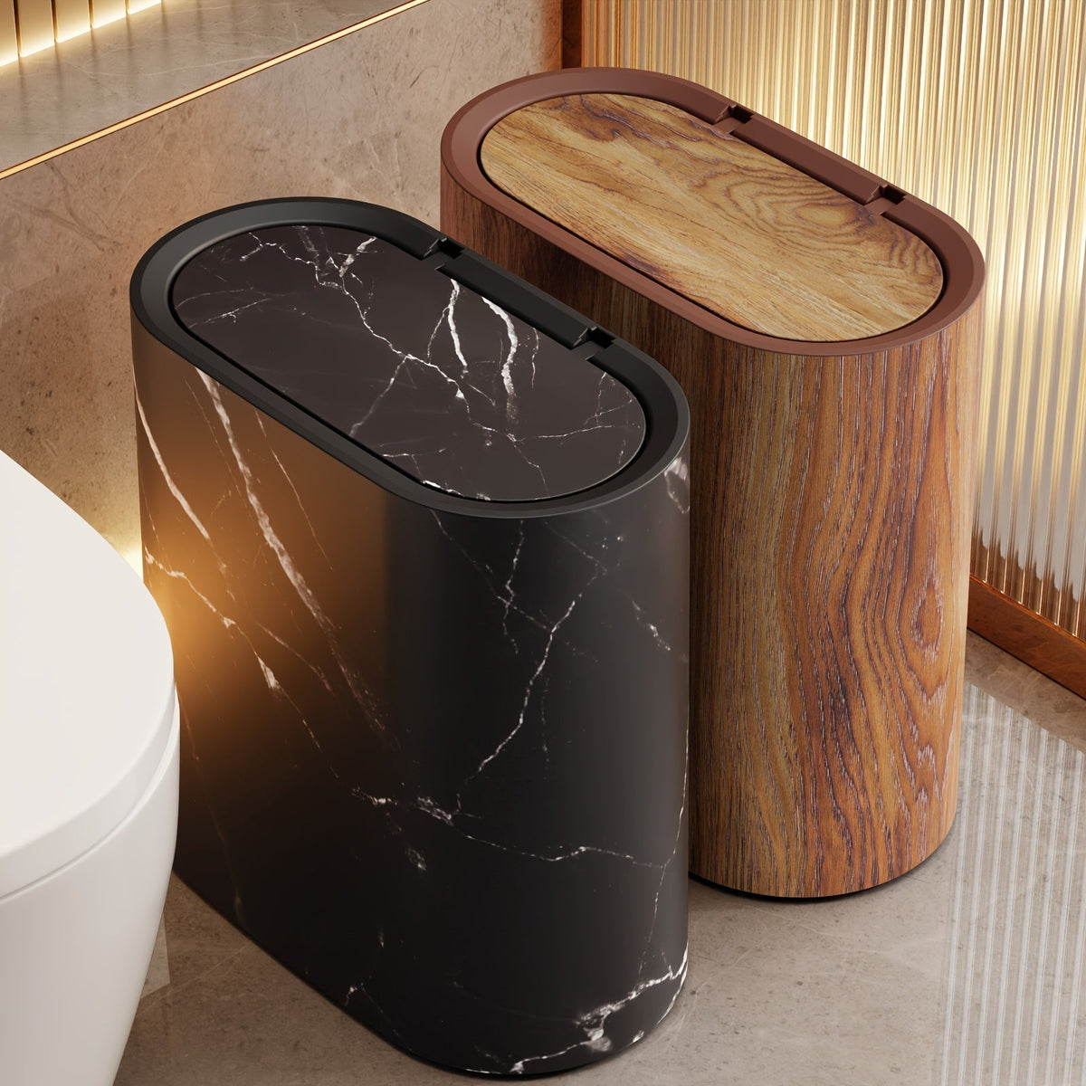 Elara Haus Oval Waste Bin with Pop-Up Lid