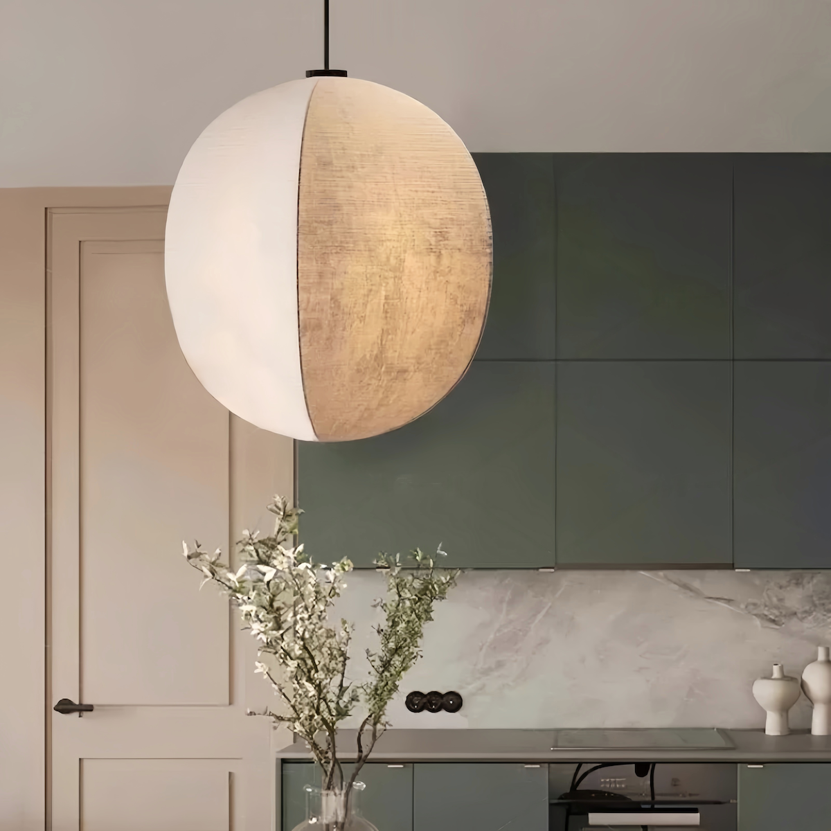 Elara Haus Panel Globe Pendant Lamp with Hanging Cord