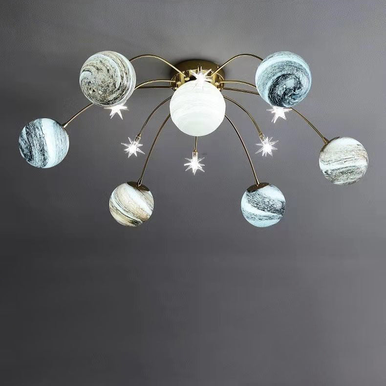 Elara Haus Planet Glass Ball Ceiling Light