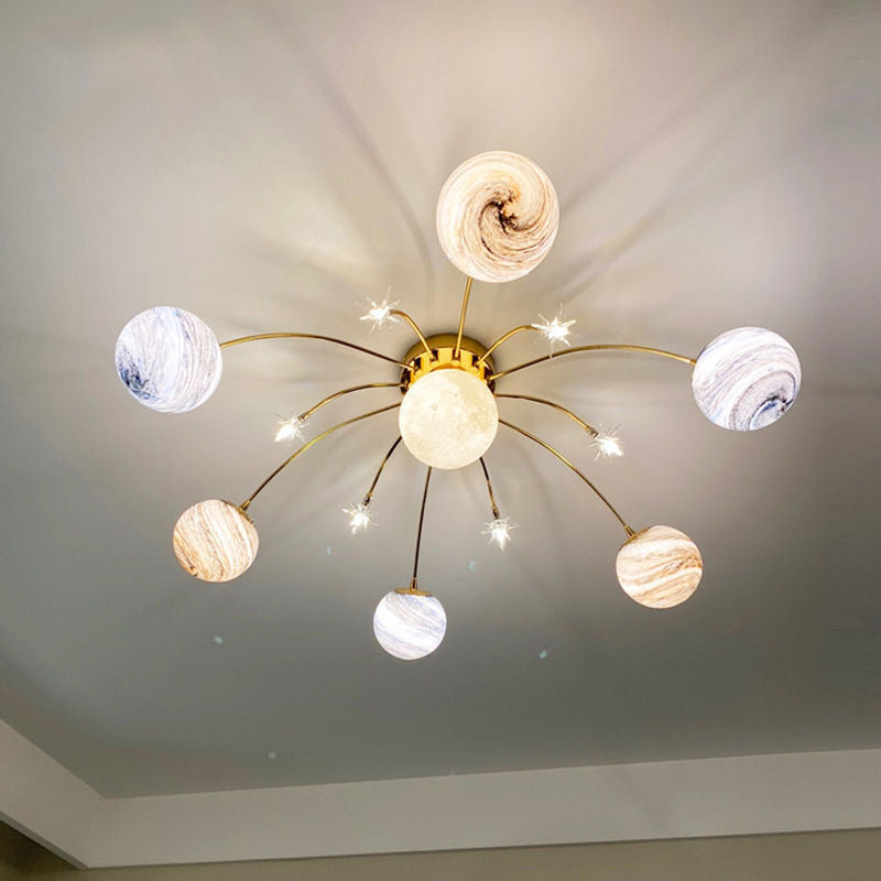 Elara Haus Planet Glass Ball Ceiling Light