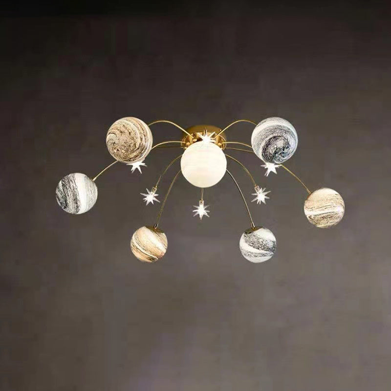 Elara Haus Planet Glass Ball Ceiling Light