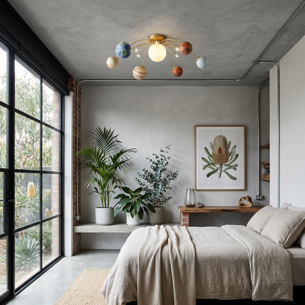 Elara Haus Planet Glass Ball Ceiling Light