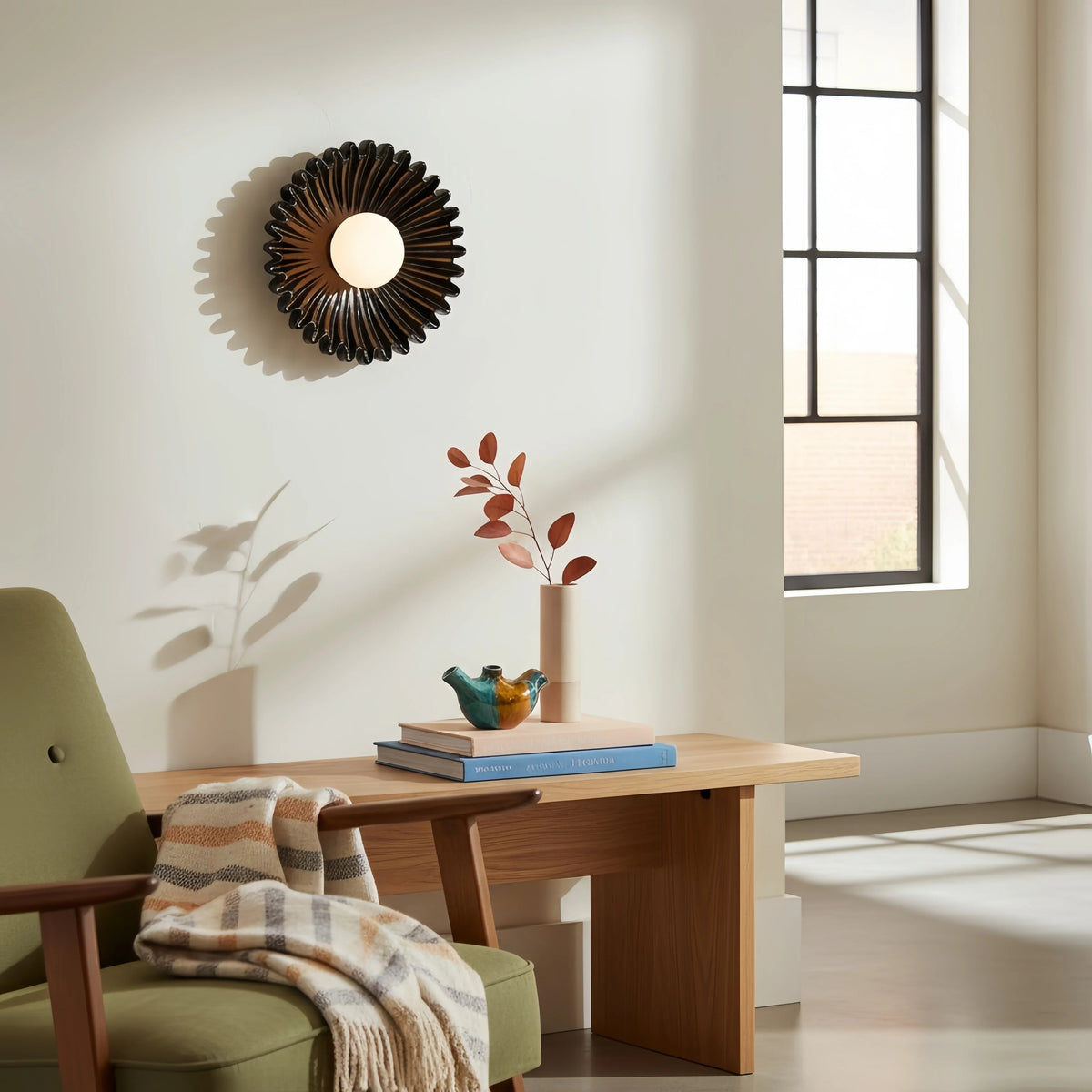 Elara Haus Pleated Disk Sconce Fixture