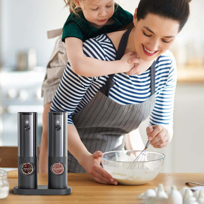 Elara Haus Rechargeable Electric Salt and Pepper Grinder Set with Charging Base