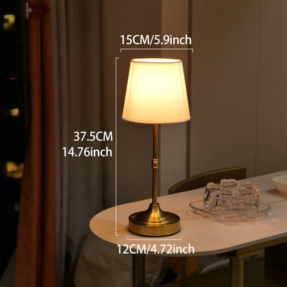 Elara Haus Rechargeable Metal Desk Lamp with Fabric Shade