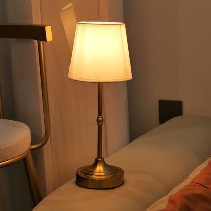 Elara Haus Rechargeable Metal Desk Lamp with Fabric Shade