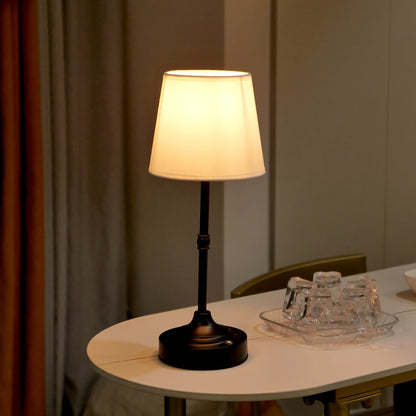 Elara Haus Rechargeable Metal Desk Lamp with Fabric Shade