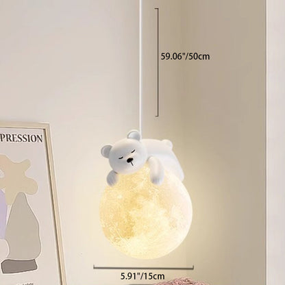 Elara Haus Resin Animal Moon Globe Pendant Light