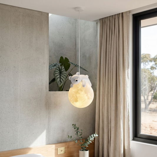 Elara Haus Resin Animal Moon Globe Pendant Light