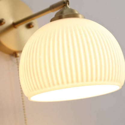 Elara Haus Ribbed Glass Pull Cord Wall Lamp