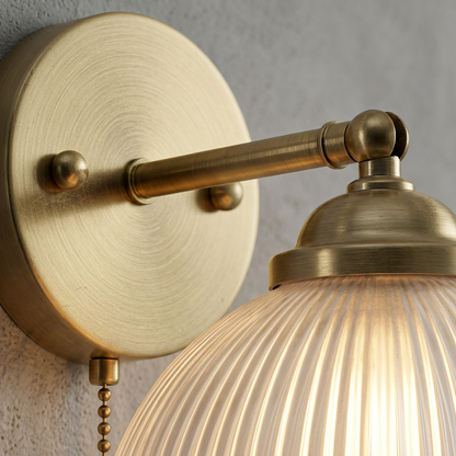 Elara Haus Ribbed Glass Pull Cord Wall Lamp