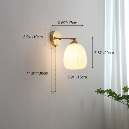 Elara Haus Ribbed Glass Pull Cord Wall Lamp