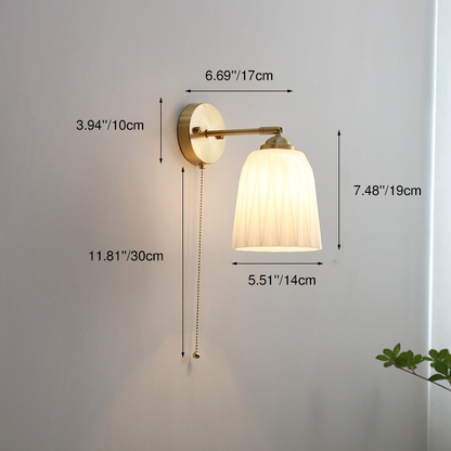 Elara Haus Ribbed Glass Pull Cord Wall Lamp