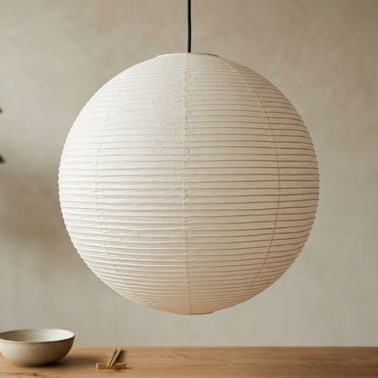 Elara Haus Ribbed Spherical Lantern Pendant Light with Wire Frame