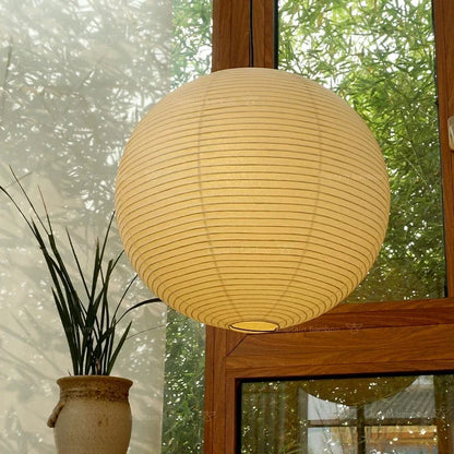 Elara Haus Ribbed Spherical Lantern Pendant Light with Wire Frame