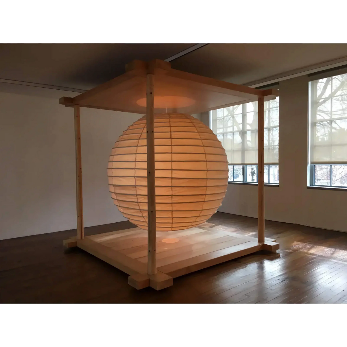 Elara Haus Ribbed Spherical Lantern Pendant Light with Wire Frame