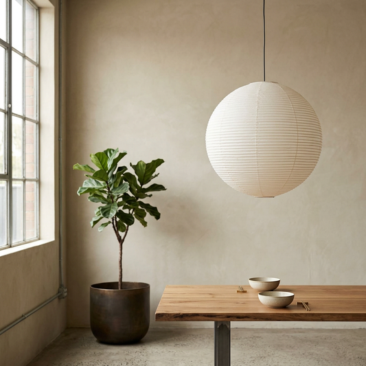 Elara Haus Ribbed Spherical Lantern Pendant Light with Wire Frame