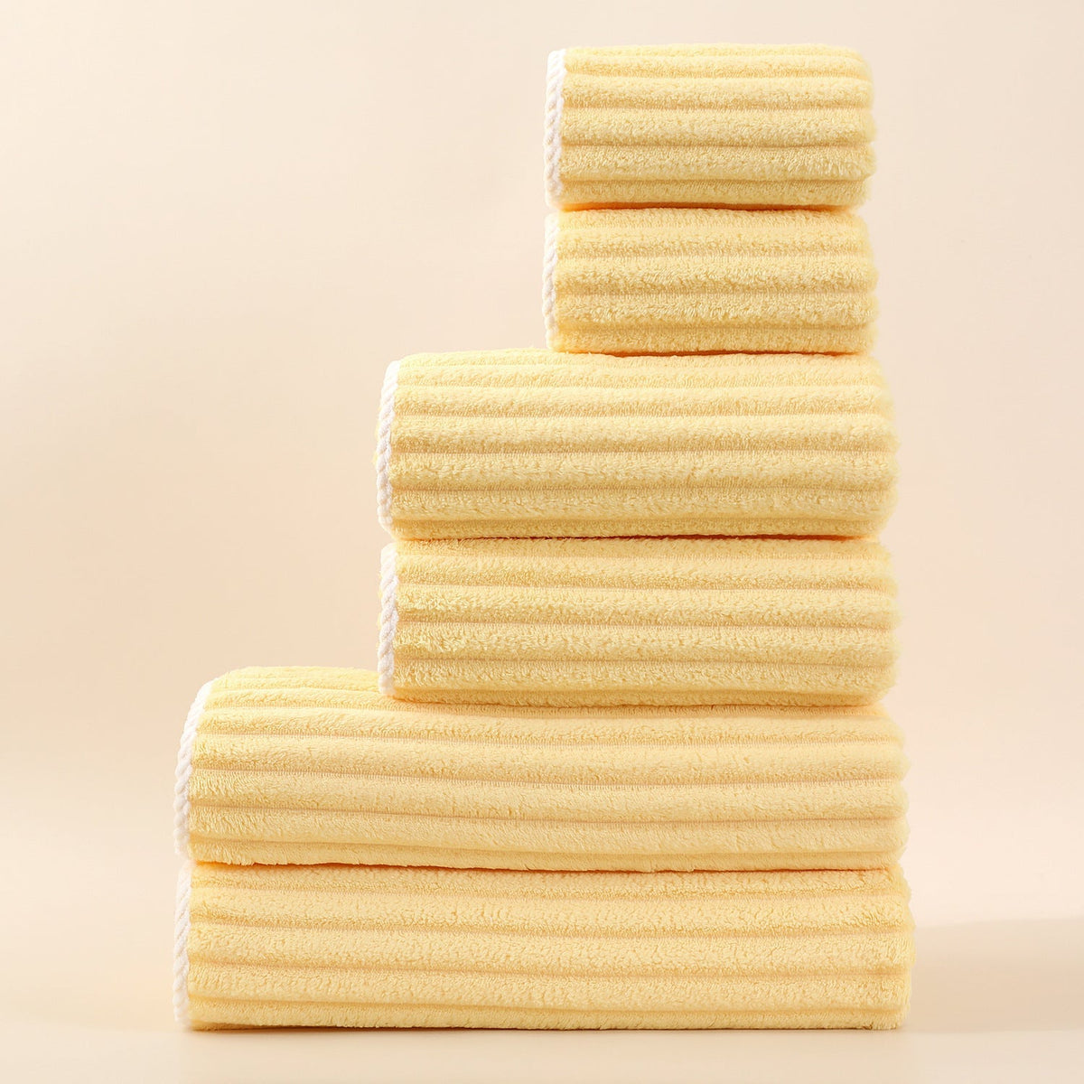 Striped Absorbent Coral Fleece Face Towel Set 7