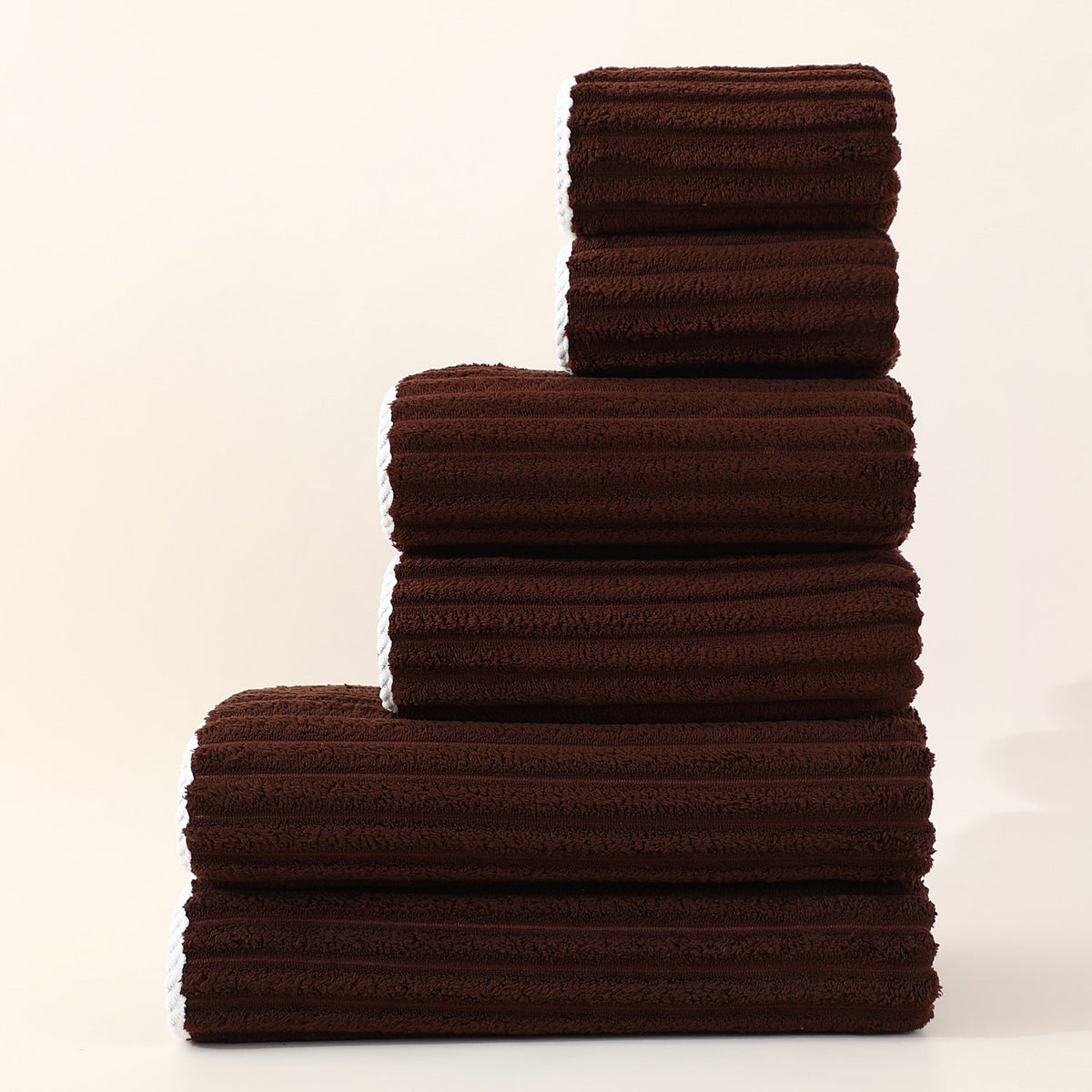 Striped Absorbent Coral Fleece Face Towel Set 12