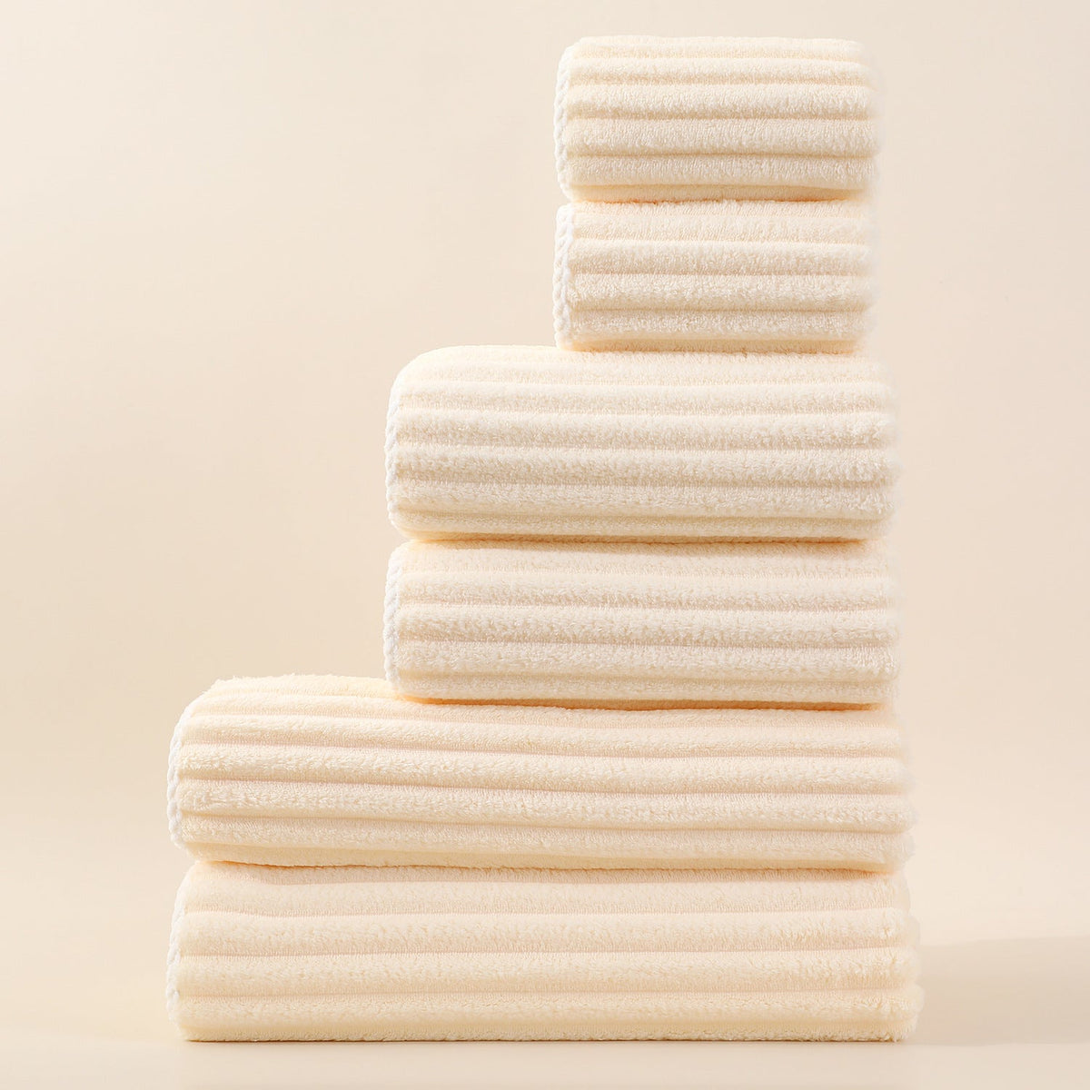 Striped Absorbent Coral Fleece Face Towel Set 0