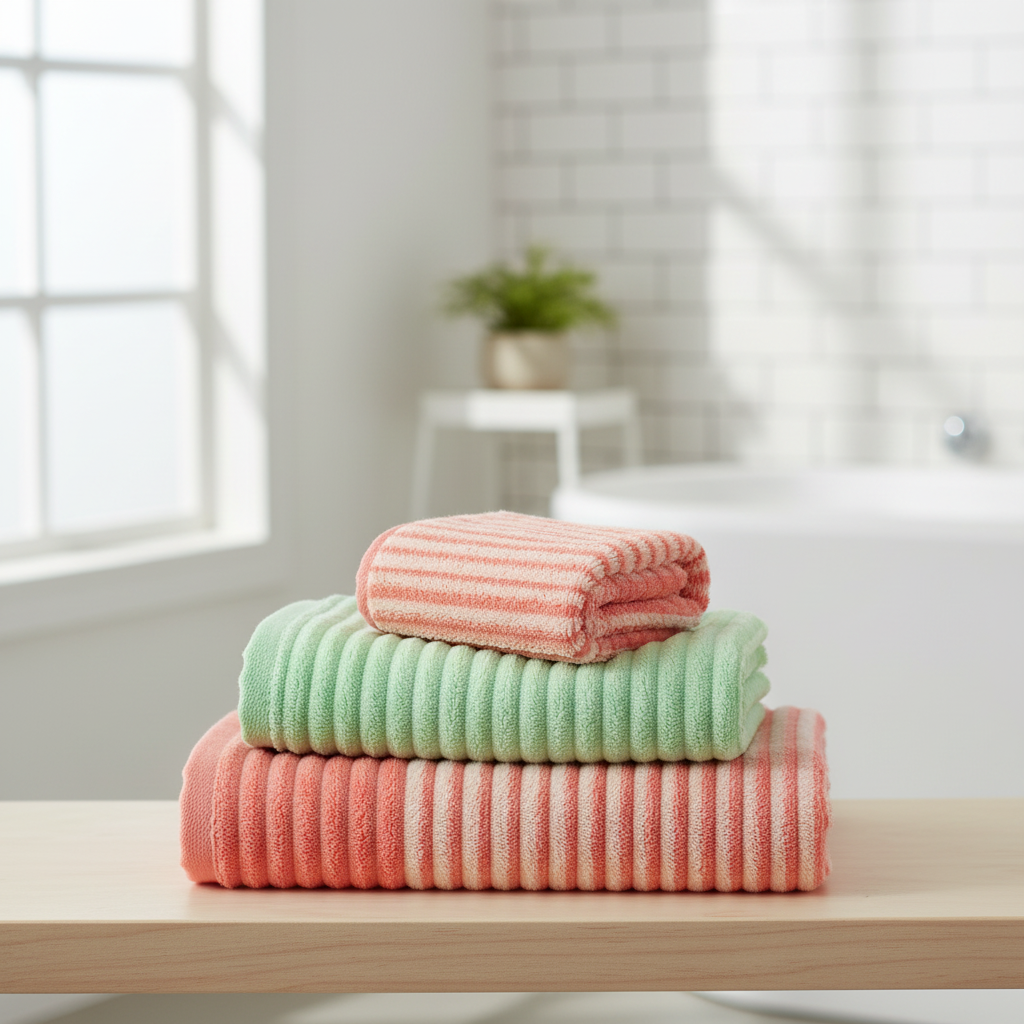 Elara Haus Ribbed Striped Bath Towel Set